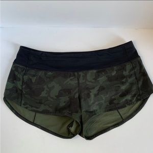 Lululemon speed up shorts green camoflauge